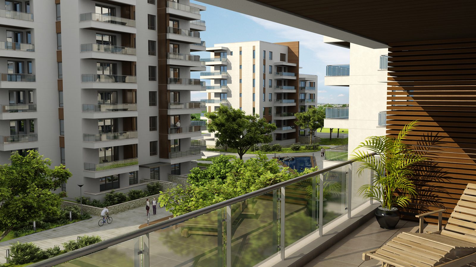 Curtea interioară văzută de pe un balcon